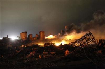The remains of a fertilizer plant burn after an explosion at the plant in the town of West, near Waco, Texas early April 18, 2013.