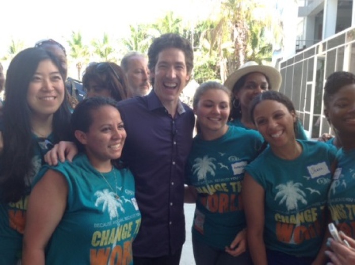 Pastor Joel Osteen with Generation Hope Project volunteers at Shake-A-Leg Miami on April 18, 2013.