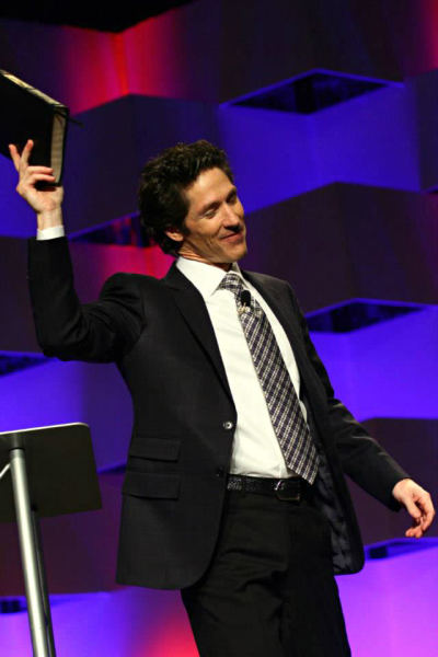 Pastor Joel Osteen is seen April 14, 2013, during a visit to Faith Church's Sunset Hills campus dedication service in this public photo shared on Facebook.