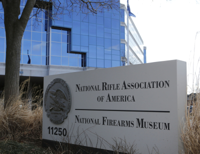 A sign of the National Rifle Association is seen in front of their headquarters in Fairfax, Virginia, March 14, 2013.