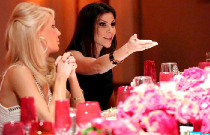 Heather Dubrow (R) is seen confronting Alexis Bellino as Gretchen Rossi (L) watches on