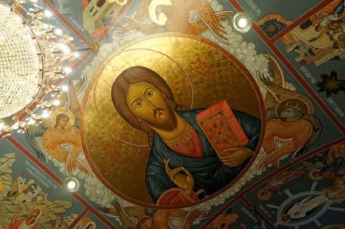 Fr. Theodore Jurewicz's iconography of Jesus Christ inside St. Stephen Serbian Orthodox Church during a Christmas service on Jan. 7, 2013, in Lackawanna, New York.