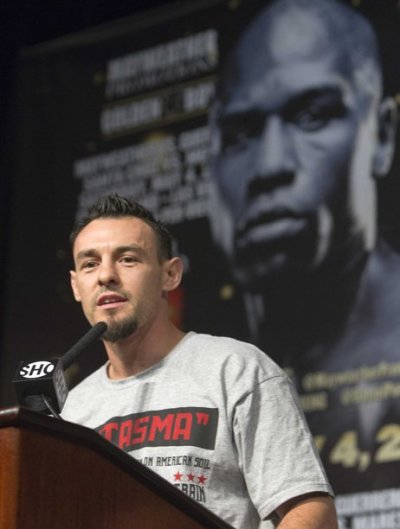 Welterweight boxer Robert Guerrero of the U.S. speaks during a news conference at the MGM Grand Hotel & Casino in Las Vegas, Nevada May 1, 2013.