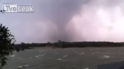 This screen shot shows a tornado hitting Granbury, Texas on May 15, 2013.