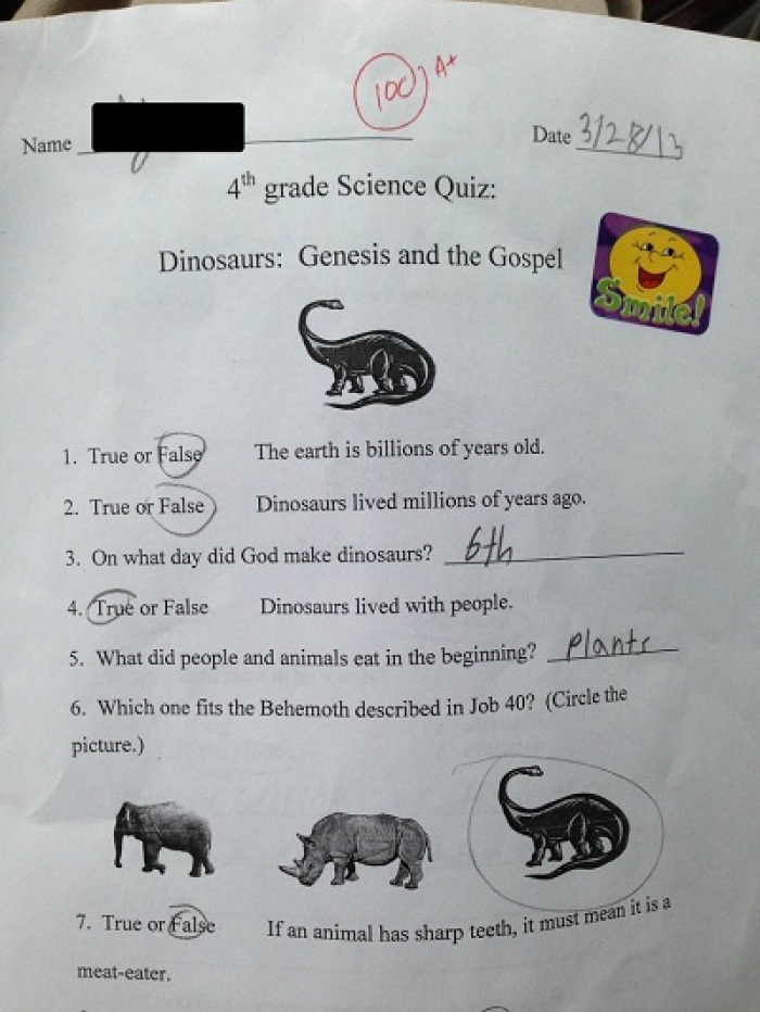 Blue Ridge Christian Academy's 4th grade science quiz has sparked debates and donations after it was posted online on April 21st, 2013.