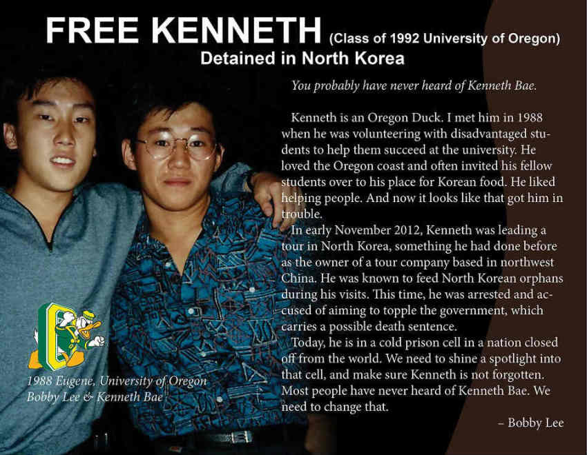 Bobby Lee issued a plea for his good friend Kenneth Bae after the latter was imprisoned in North Korea for alleged acts deemed "hostile" to the state.