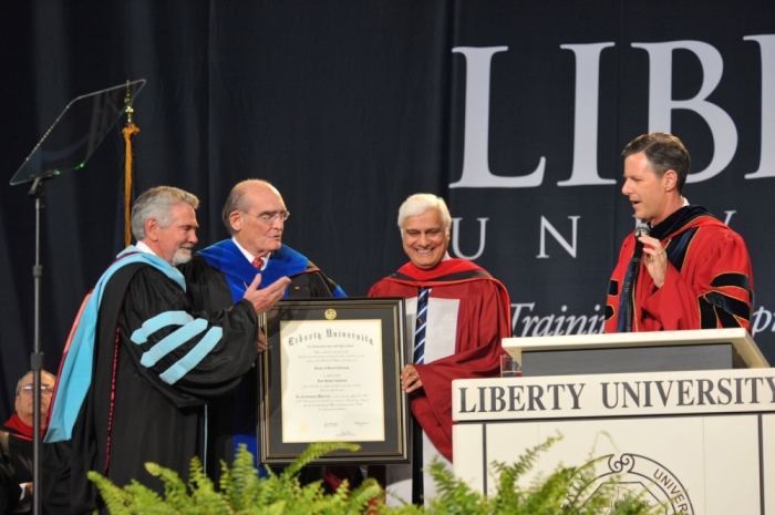 Ravi Zacharias received an honorary Doctor of Sacred Theology degree from Liberty University Chancellor Jerry Falwell, Jr. on May 10, 2013.