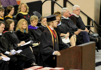 Roy B. Costner IV delivered the valedictorian address at Liberty High School's graduation ceremony in Clemson's Littlejohn Coliseum on June 1, 2013.