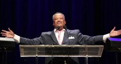 Fred Luter, Jr., Southern Baptist Convention president, delivers a message of revival to more than 4,400 people attending the annual SBC conference, in Houston, Texas, on June 11, 2013.