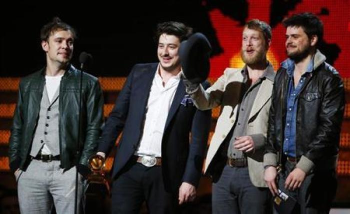Mumford and Sons accept the Grammy for album of the year for ''Babel'' at the 55th annual Grammy Awards in Los Angeles, California, February 10, 2013.