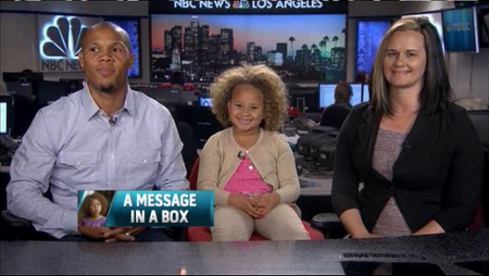 Christopher Colbert, (l) his wife Janet (r) and daughter Grace, 6, appear on MSNBC on Tuesday.