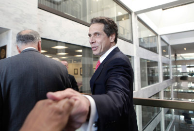 New York Governor Andrew Cuomo arrives at a meeting with Appropriations Committee Chairman and Vice-Chairman Senator Daniel Inouye and Senator Thad Cochran on Capitol Hill in Washington, December 3, 2012.