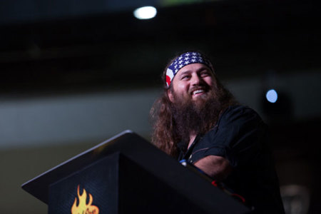 "Duck Dynasty" star Willie Robertson speaks at a Wildfire Weekend event.