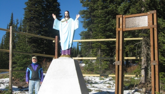 The 'Big Mountain Jesus' statue of Whitefish, Montana.