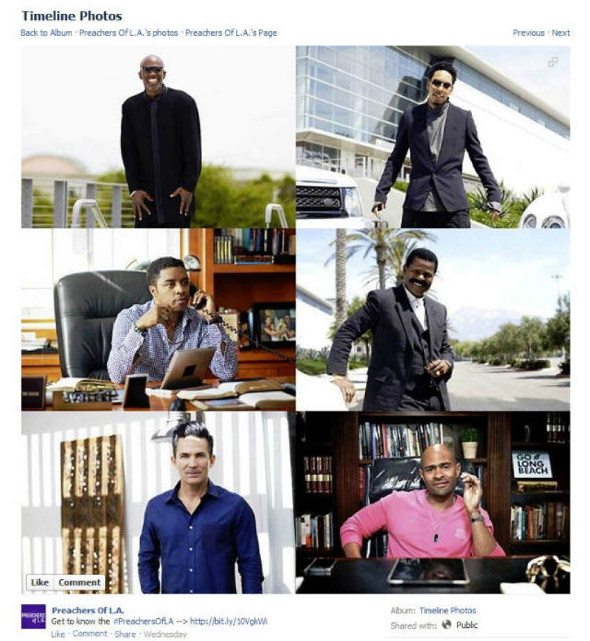The Oxygen network has launched an official Facebook page for its Fall 2013 docu-series profiling the lives of six prominent California Christian ministers called "Preachers of L.A."