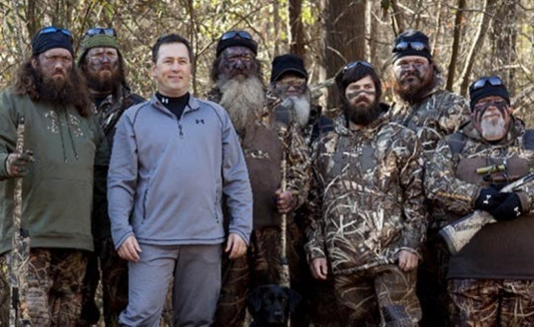 Willie, Jase, Alan, Phil, Si and Jep Robertson with Justin Martin and John Godwin.