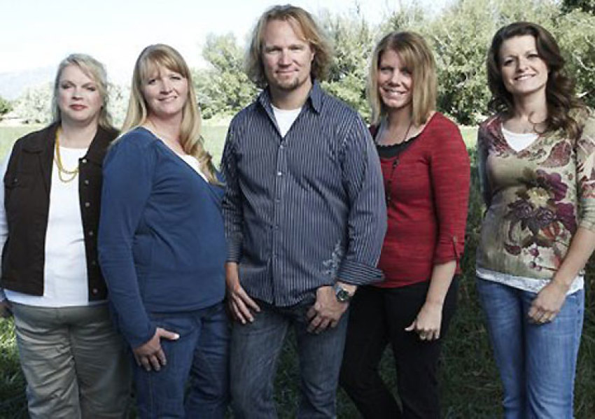 The cast of "Sister Wives": Kody Brown and his four wives (l-r) Janelle, Christine, Meri, and Robyn.