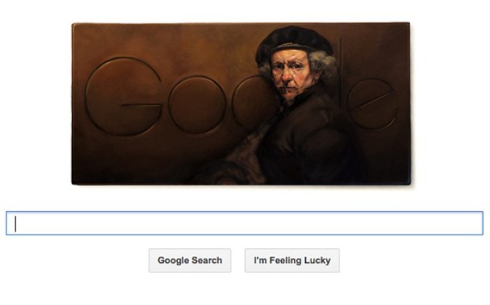 Google celebrated the life of Dutch painter Rembrandt van Rijn (1606-1669), who made more than 300 works of art with a biblical theme, on July 15, 2013.