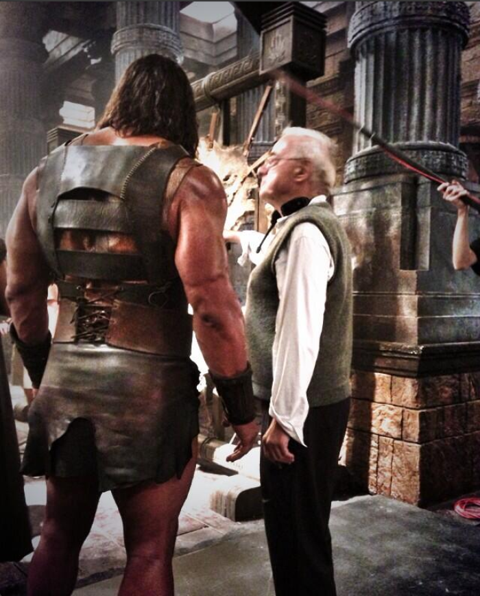 The Rock on the set of Hercules.