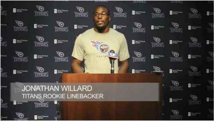 Tennessee Titans rookie linebacker, Jonathan Willard, 23.