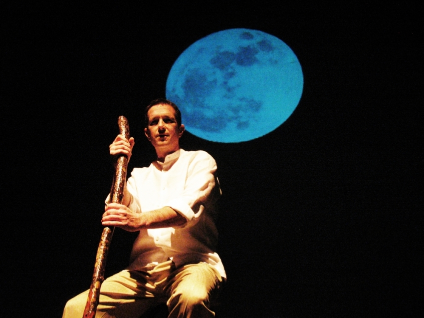 Atlanta-based actor Brad Sherrill performs the words of Christ in the play "Red Letter Jesus," in front of authentic shots from the Holy Land.