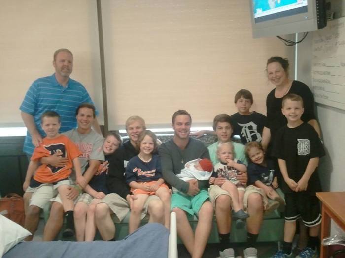The Schwandt family in Rockford, Mich., welcomed their 12th son on Sunday.