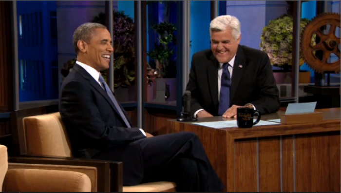 President Obama discusses terror threat on the Jay Leno Show on Tuesday August 6, 2013.