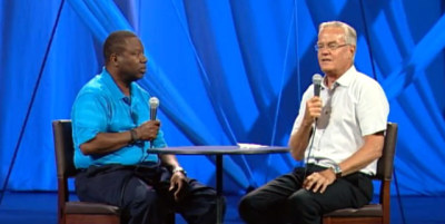 Pastors James Meeks of Salem Baptist Church of Chicago and Bill Hybels of Willow Creek Community Church in South Barrington, Illinois, have a discussion on racial reconciliation in this screen grab taken from a July 21, 2013, video.