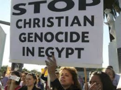 Egypt citizens protesting the genocide of Christians.