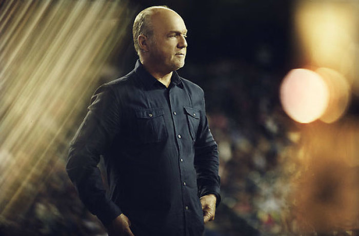Evangelist and pastor Greg Laurie preaches at the SoCal Harvest event at Angel Stadium Friday, August 23, 2013, in Anaheim, Calif.