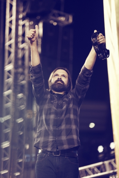 Lead singer Mac Powell of Third Day at SoCal Harvest in Angel Stadium of Anaheim, Aug. 24, 2013.