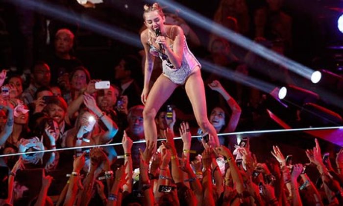 Pop star Miley Cyrus on MTV's 2013 Video Music awards show on Sunday.