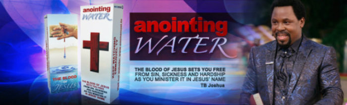 Anointing water sold by Nigeria self-declared prophet T.B. Joshua is shown.