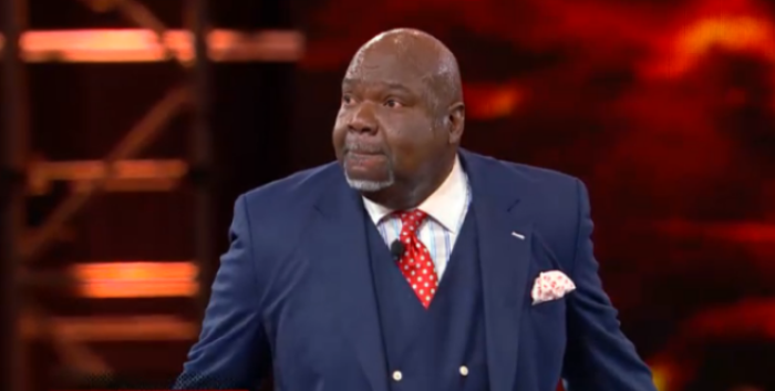 Bishop T.D. Jakes of The Potters House preaches about making transitions in life at the Woman Thou Art Loosed conference at MegaFest on Aug. 30, 2013, in Dallas, Texas.