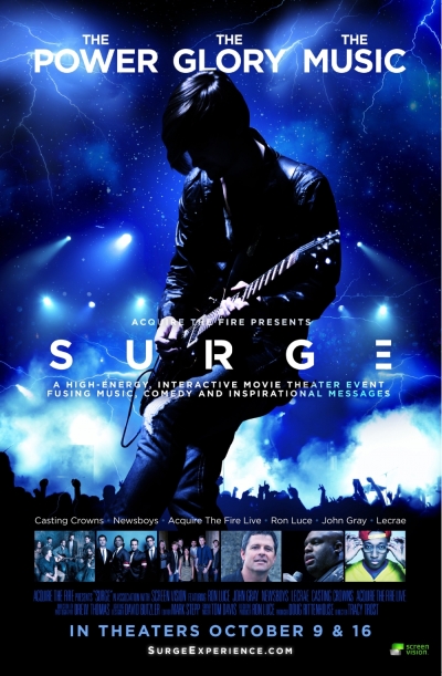 For one night, Christian rock will blast out across the country as over 400 movie theaters channel the pulse of 'Surge,' with famous bands such as Newsboys, Casting Crowns, and LeCrae, while comedian John Gray will crack jokes to bolster faith among teens and prepare them for life's struggles.