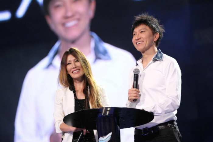 City Harvest Church of Singapore Pastors Sun Ho and husband Kong Hee are seen in this photo shared online by Kong on Aug. 31, 2013.