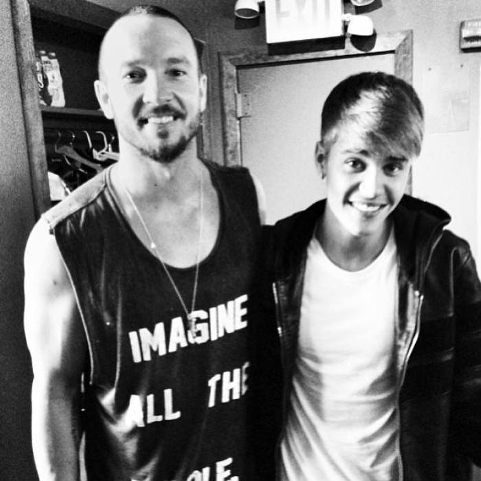 Hillsong NYC church pastor Carl Lentz is seen with recording artist and friend Justin Bieber in a photo shared online Sunday, Sept. 8, 2013.
