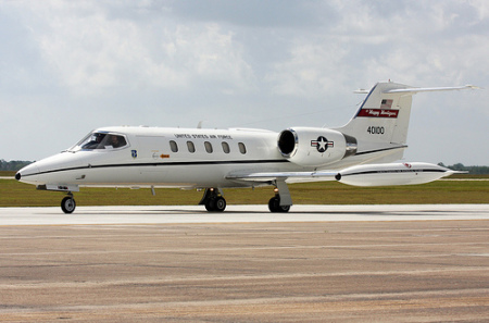 Swiss Air Force Learjet 35A (T-781) at the Royal International Air Tattoo, Fairford, Gloucestershire, England.