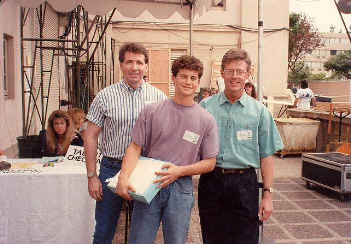 Ken Lillig, Kirk Cameron and Alan Light at the rehearsal for the 41st Annual Emmy Awards, 9/16/89.