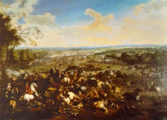 The battle of Malplaquet, which took place during the War of the Spanish Succession.