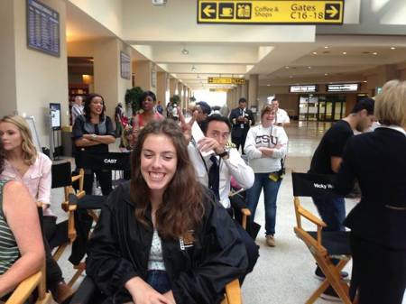 Nicolas Cage goofing around on the set of of the new "Left Behind" movie.