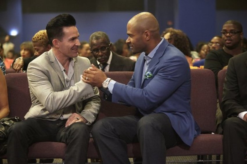 Pastors Jay Haizlip and Wayne Chaney in a scene from "Preachers of L.A." on the Oxygen network.