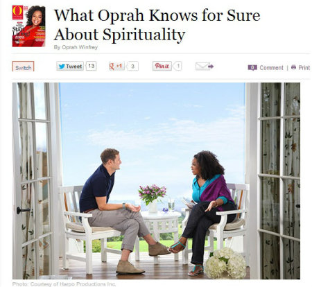 Oprah Winfrey shared a photo of her and Christian author and pastor Rob Bell during filming for an episode of her "Super Soul Sunday" series on OWN. Winfrey wrote about her discussion with Bell in an article dated Sept. 17, 2013.