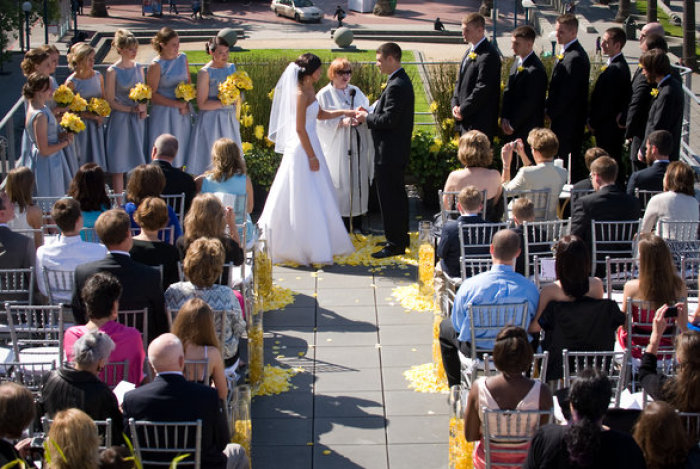 A wedding taking place in California.