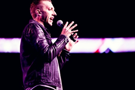 Pastor Levi Lusko serves as host of Harvest America in Philadelphia, Sept. 28, 2012.