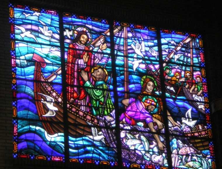 Stained Glass of Jesus and Fishermen, Mary Star of the Sea Church
