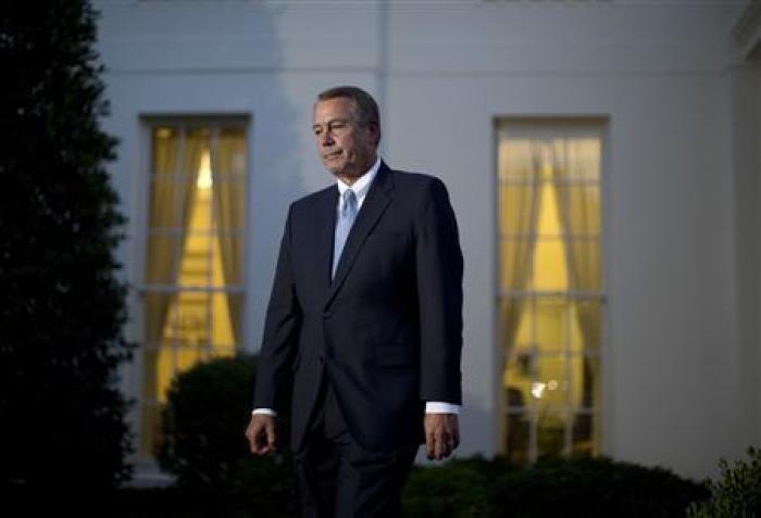 U.S. House Speaker John Boehner (R-OH) walks from a meeting with U.S. President Barack Obama, House Minority Leader Nancy Pelosi (D-CA), Senate Majority Leader Harry Reid (D-NV) and Senate Minority Leader Mitch McConnell (R-KY) outside the West Wing of the White House in Washington, October 2, 2013.