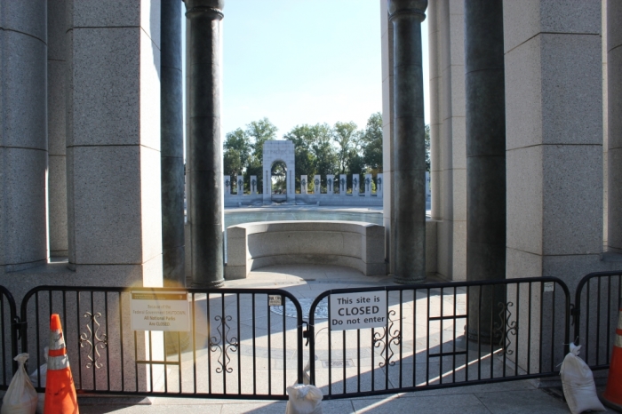 World War II Memorial during the government shutdown, Washington, D.C., Oct. 2, 2013.
