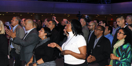 Christian pastors, ministry leaders, and professionals gathered at the Marriott Marquis Thursday, Oct. 10, 2013, in New York City for the fourth annual Movement Day.