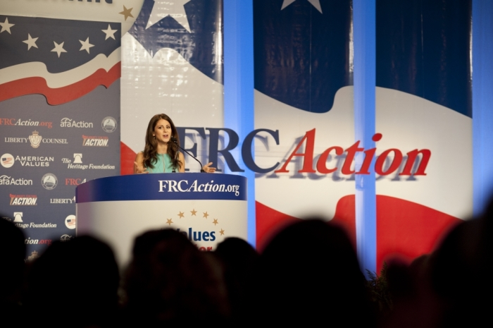 Lila Rose, pro-life activist and president of Live Action, addresses the crowd at the Values Voter Summit in Washington, DC on Saturday, October 12, 2013.